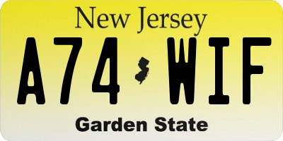 NJ license plate A74WIF