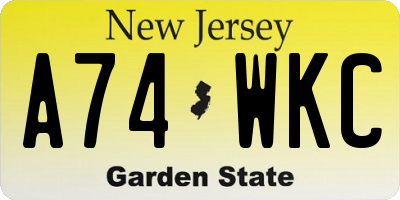 NJ license plate A74WKC