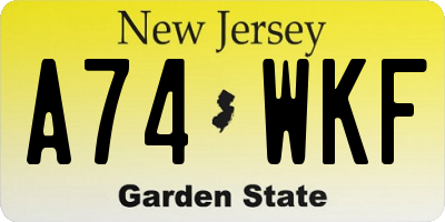 NJ license plate A74WKF