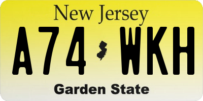 NJ license plate A74WKH