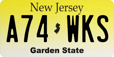NJ license plate A74WKS