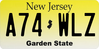 NJ license plate A74WLZ