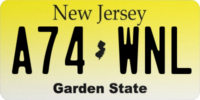 NJ license plate A74WNL