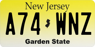 NJ license plate A74WNZ