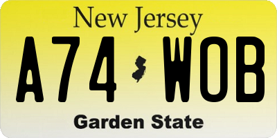 NJ license plate A74WOB