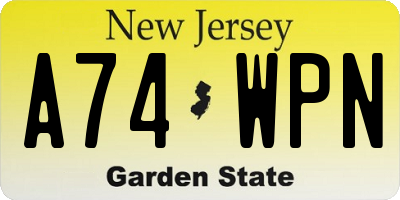 NJ license plate A74WPN