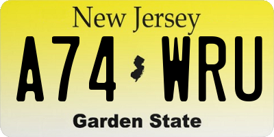 NJ license plate A74WRU