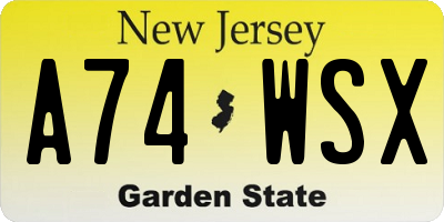 NJ license plate A74WSX