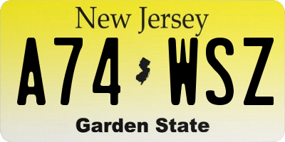 NJ license plate A74WSZ
