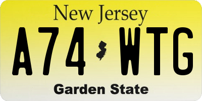 NJ license plate A74WTG