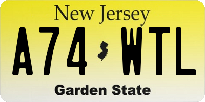 NJ license plate A74WTL