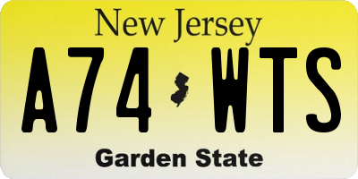 NJ license plate A74WTS