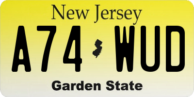 NJ license plate A74WUD