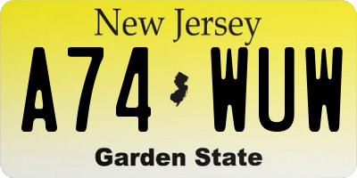 NJ license plate A74WUW