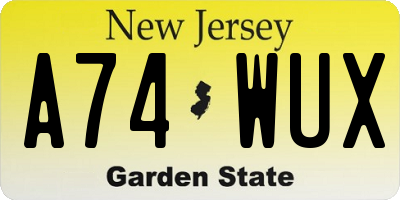 NJ license plate A74WUX