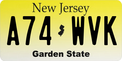 NJ license plate A74WVK