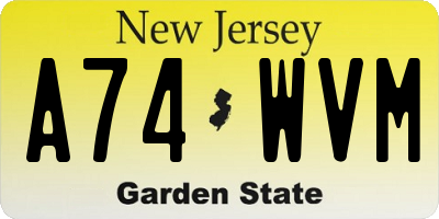 NJ license plate A74WVM