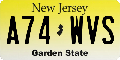NJ license plate A74WVS