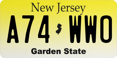 NJ license plate A74WWO