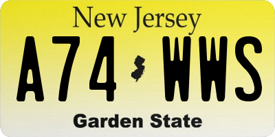 NJ license plate A74WWS
