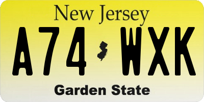 NJ license plate A74WXK