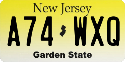 NJ license plate A74WXQ