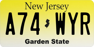 NJ license plate A74WYR