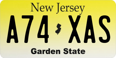 NJ license plate A74XAS