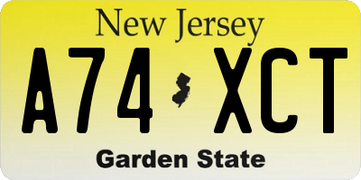 NJ license plate A74XCT