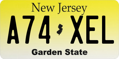 NJ license plate A74XEL