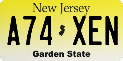 NJ license plate A74XEN