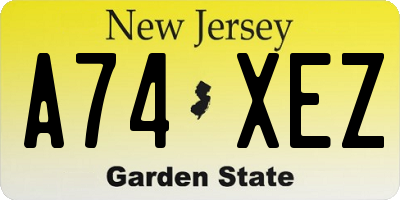 NJ license plate A74XEZ