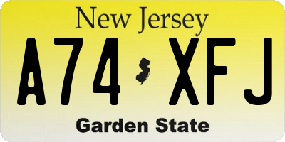 NJ license plate A74XFJ