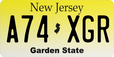 NJ license plate A74XGR