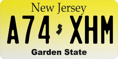 NJ license plate A74XHM
