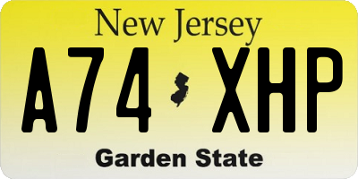 NJ license plate A74XHP