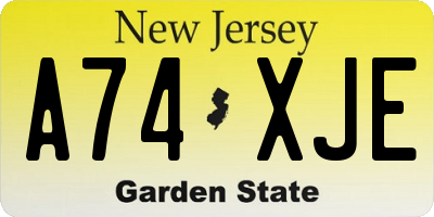 NJ license plate A74XJE