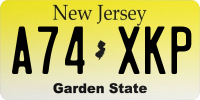 NJ license plate A74XKP