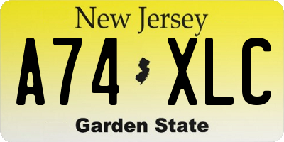 NJ license plate A74XLC
