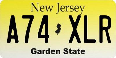 NJ license plate A74XLR