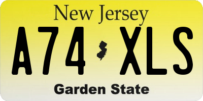 NJ license plate A74XLS