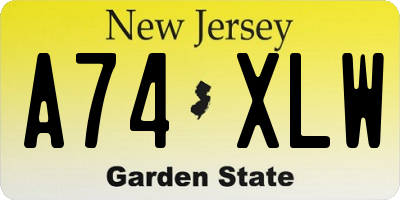 NJ license plate A74XLW