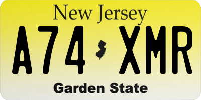 NJ license plate A74XMR