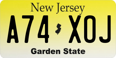 NJ license plate A74XOJ
