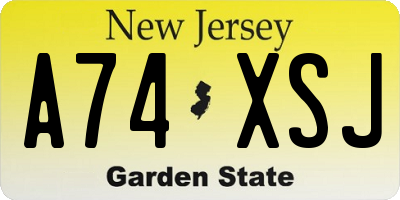 NJ license plate A74XSJ