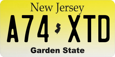 NJ license plate A74XTD
