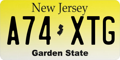 NJ license plate A74XTG
