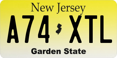 NJ license plate A74XTL