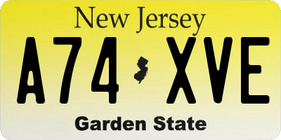 NJ license plate A74XVE