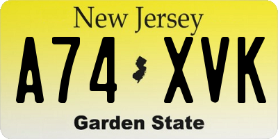 NJ license plate A74XVK